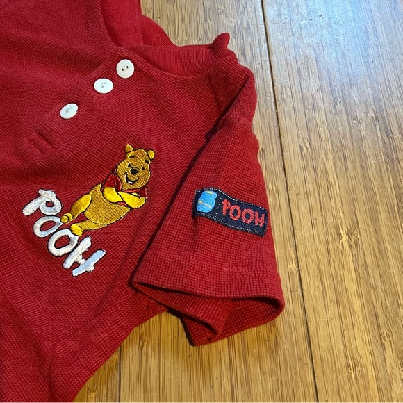 Vintage 90s Pooh Winnie The Pooh Waffle Knit One Piece Henley T Shirt 18 Months - Picture 4 of 6